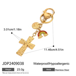 1 Set schlichter, klassischer Anhänger in Herz- und Kreuzform aus Edelstahl mit 18 Karat Goldbeschichtung für Damen h5 